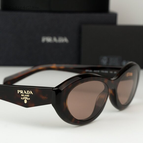 BRAND NEW Prada PR26ZS 17N60B Dark Havana Light Brown Oval Women’s Sunglasses - Picture 5 of 9